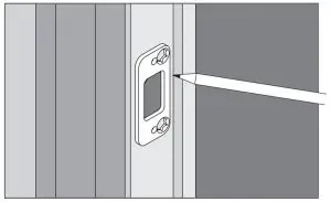 FIG 14 Trace strike and reinforcement plate and mark holes.
