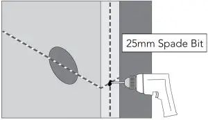FIG 8 Drill hole in door edge.