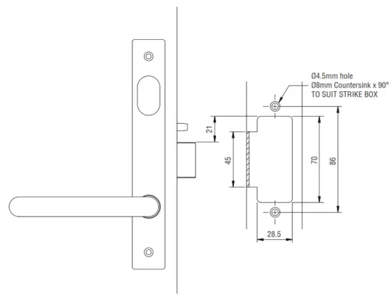 ENTRO A0400SSSM Narrow Stile Mortice Lock - FIT MOUNTING STRIKE