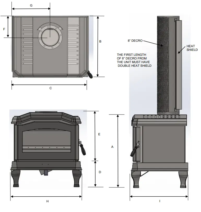 KEMLAN C24 Mkii Fireplace - DIMENSIONS