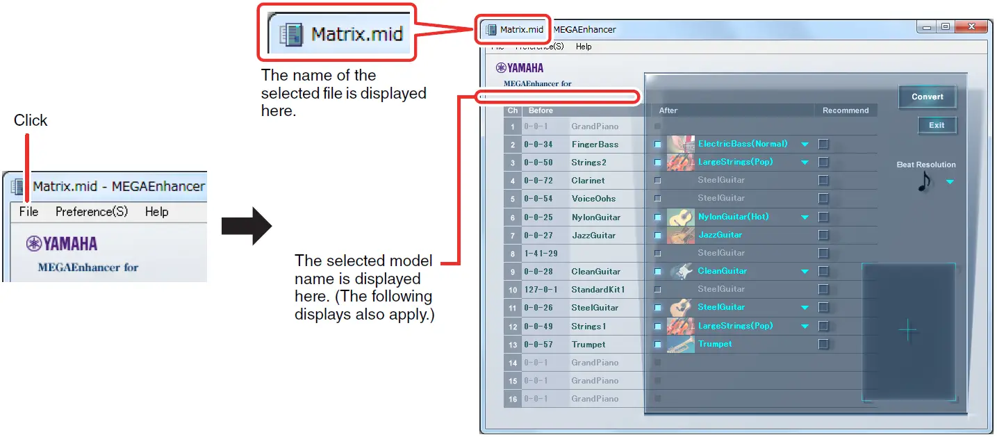 YAMAHA MEGAEnhancer Converts XG-GM Song Data 03