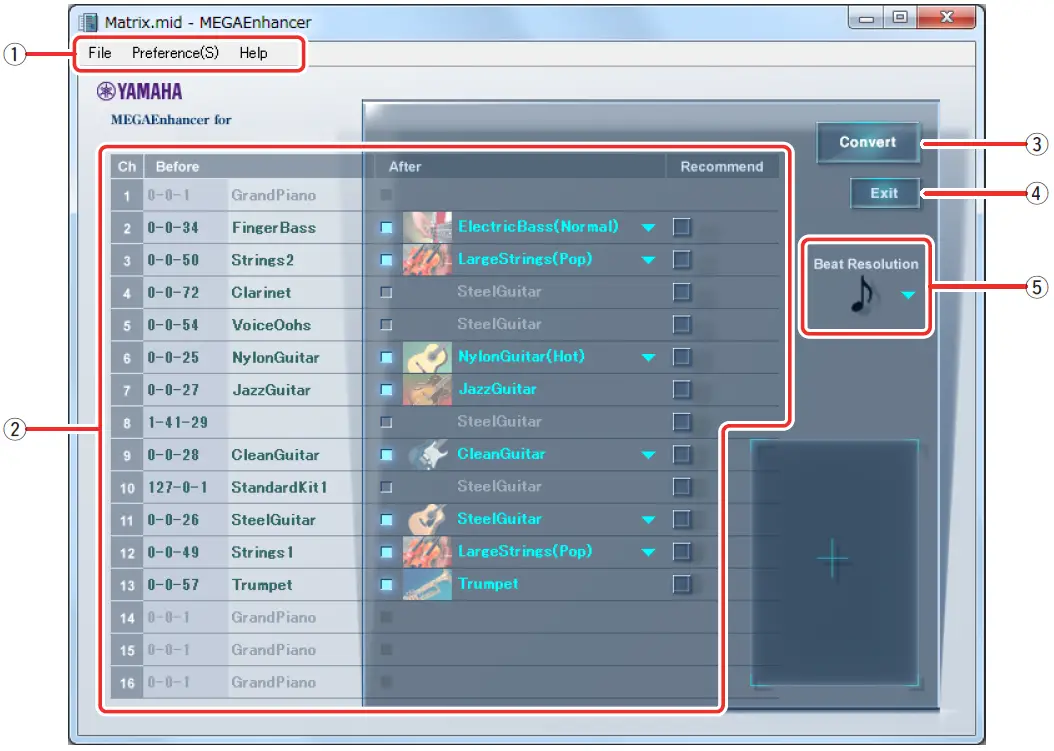 YAMAHA MEGAEnhancer Converts XG-GM Song Data 05