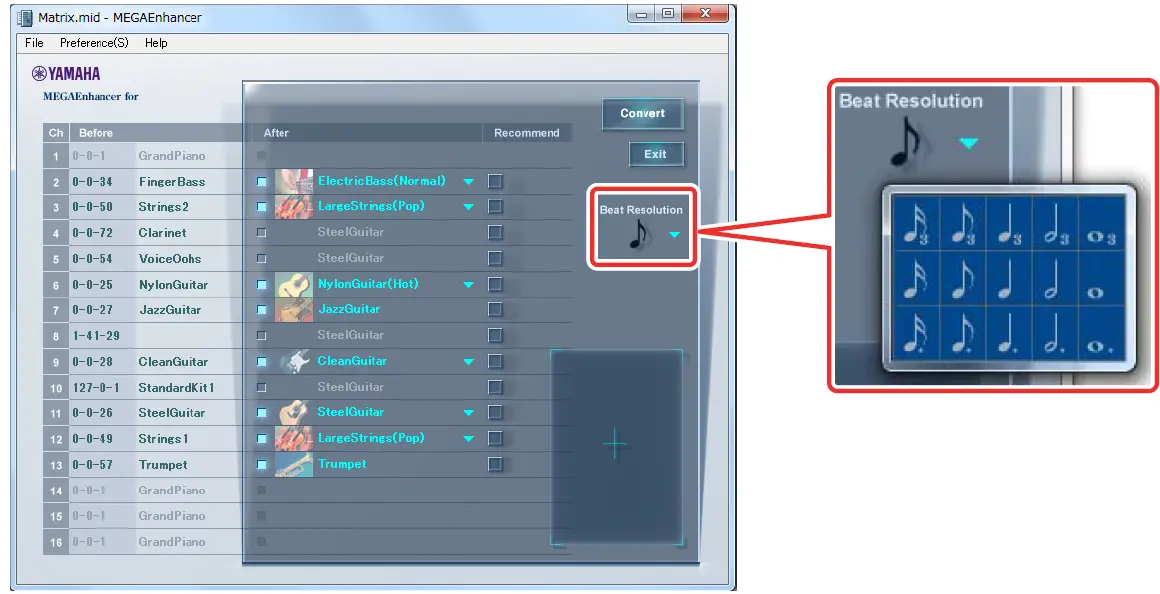 YAMAHA MEGAEnhancer Converts XG-GM Song Data 10