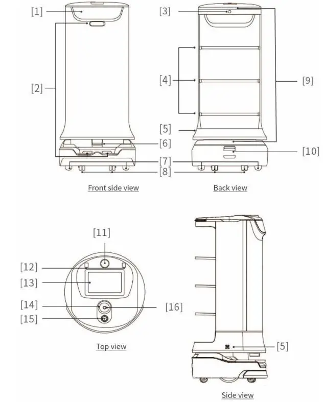 PUDU HolaBot 100 User Manual - Appearance & components