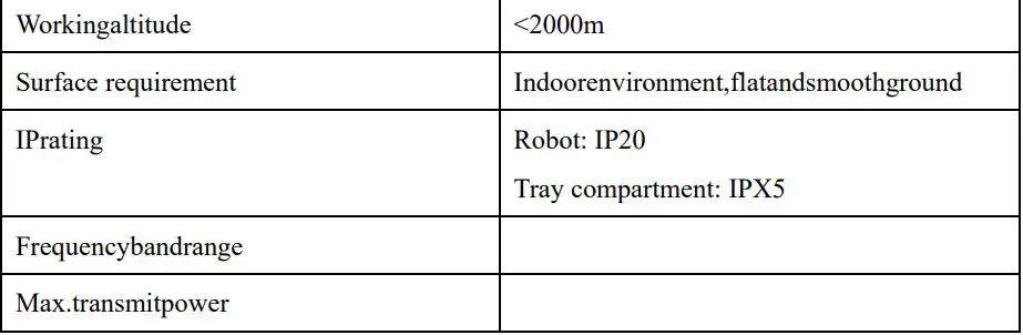 PUDU HolaBot 100 User Manual - Specifications