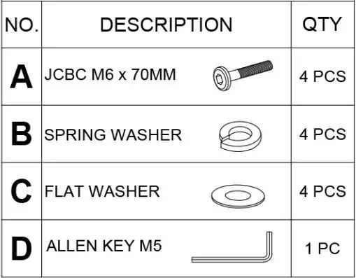 ASHCROFT IMPORTS FURNITURE LCHR-PEN-TAN Style Wide Top Leather Accent Armchair Instruction Manual - Hardware List