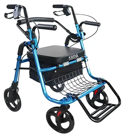 KMINA Rollator Lightweight Foldable, Rollator 4 Wheels Seat