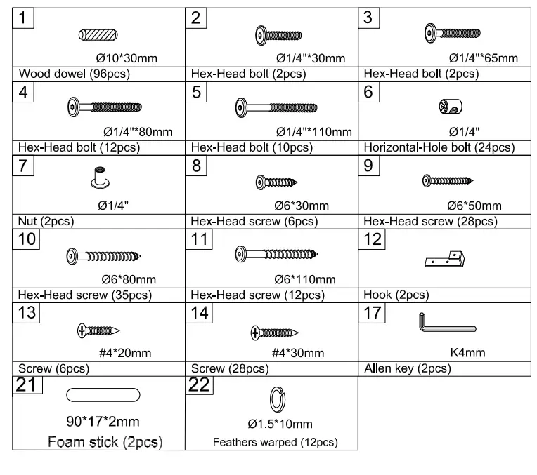 GOJANE LT001201LWYAAK White Twin Size Wood House Loft Bed - Part list 20