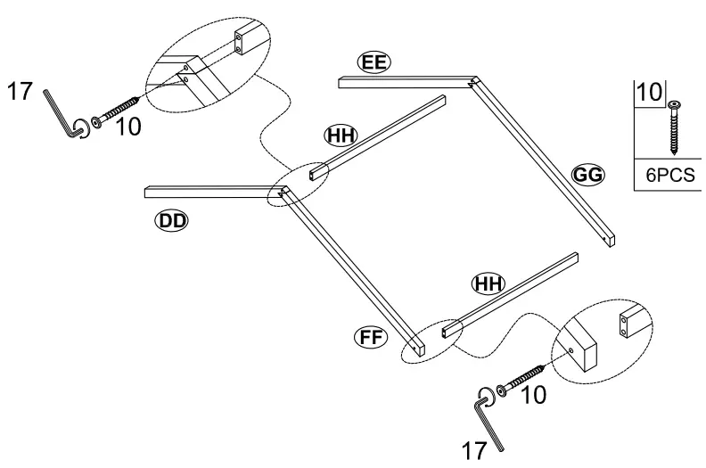 GOJANE LT001201LWYAAK White Twin Size Wood House Loft Bed - Part list 20