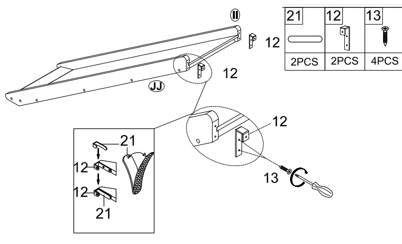 GOJANE LT001201LWYAAK White Twin Size Wood House Loft Bed - Part list 16