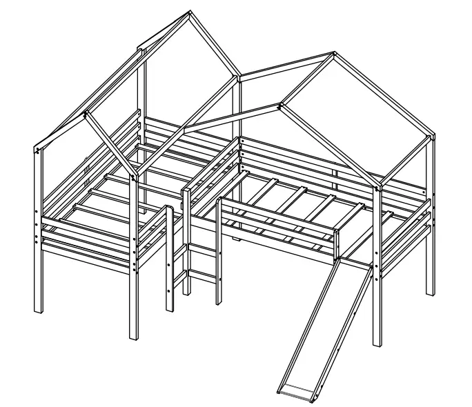 GOJANE LT001201LWYAAK White Twin Size Wood House Loft Bed - Part list 16