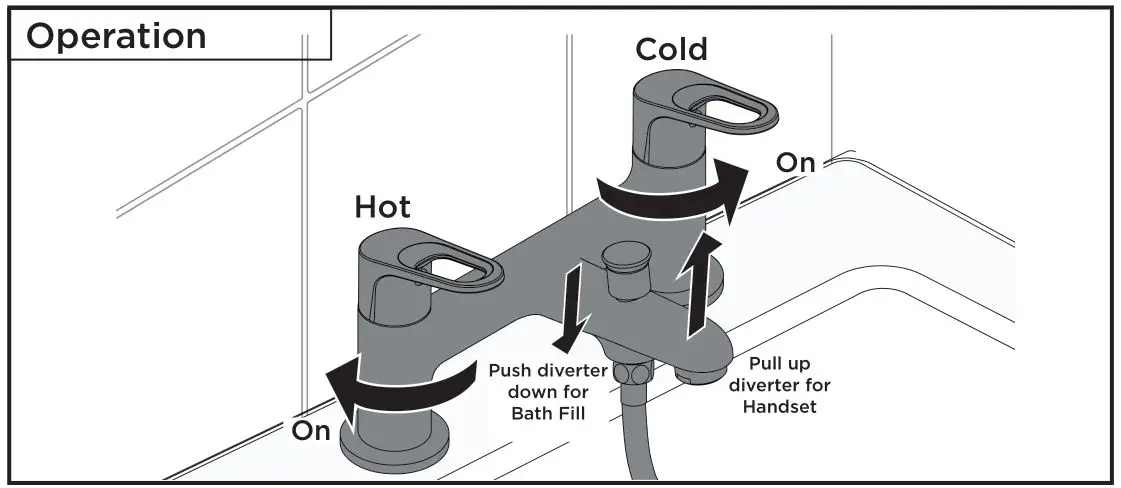 BRISTAN IRS-BSM-C Iris Chrome Bath Shower - Operation