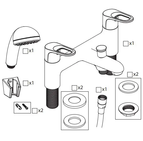 BRISTAN IRS-BSM-C Iris Chrome Bath Shower - Pack Contents