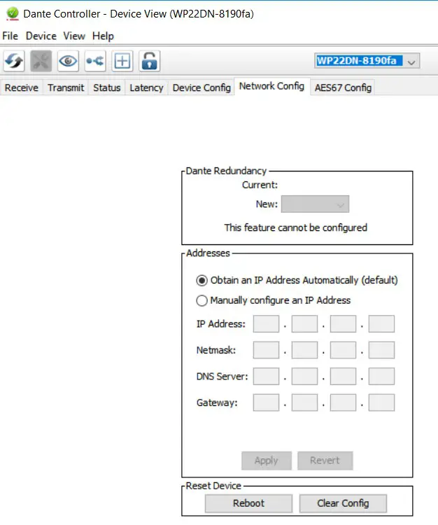 ecler WP22DN Dante Digital Audio Wall Panel Interface - SOFTWARE 1