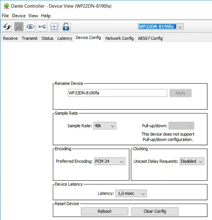 ecler WP22DN Dante Digital Audio Wall Panel Interface - SOFTWARE 2
