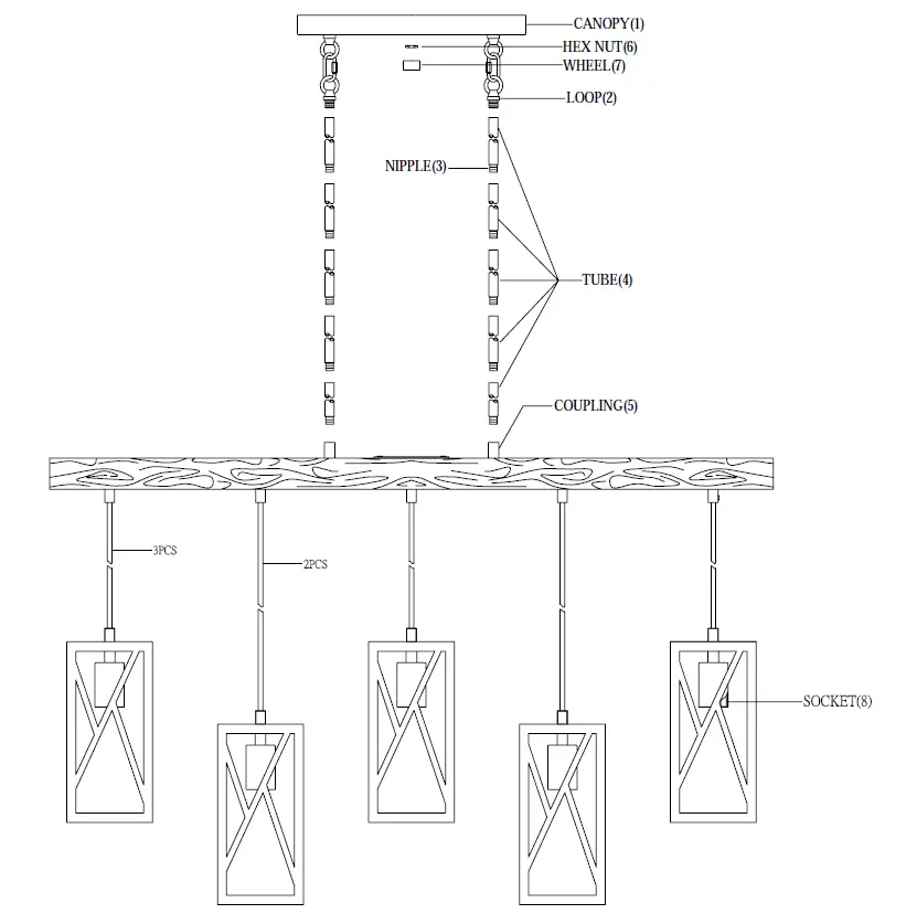 MERIDIAN M10090WB 5-Light Linear Chandelier 1