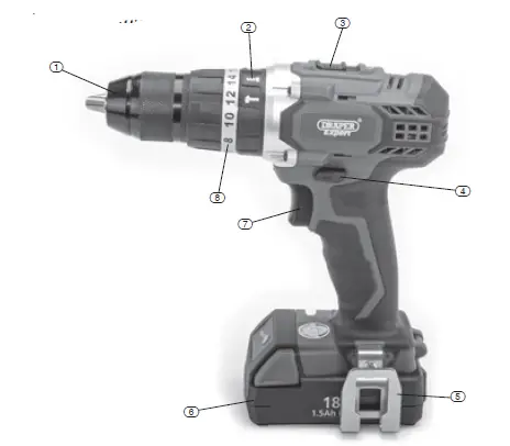 DRAPER-CHD182VLIA-Expert-18V-Cordless-Combi-Hammer-Drill-1
