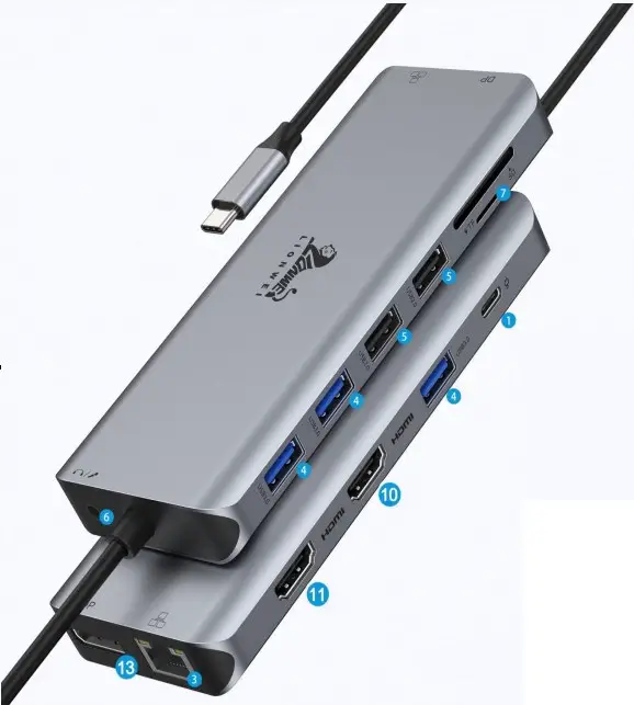 LIONWEI LIUC0219-US USB C Docking Station Dual Monitor