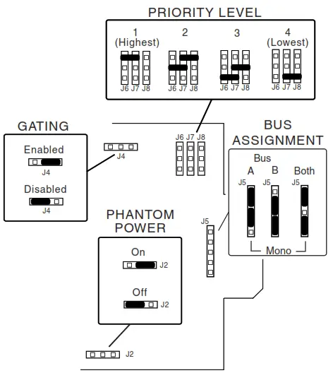BOGEN Microphone Input Module MIC1X - Jumper Selections
