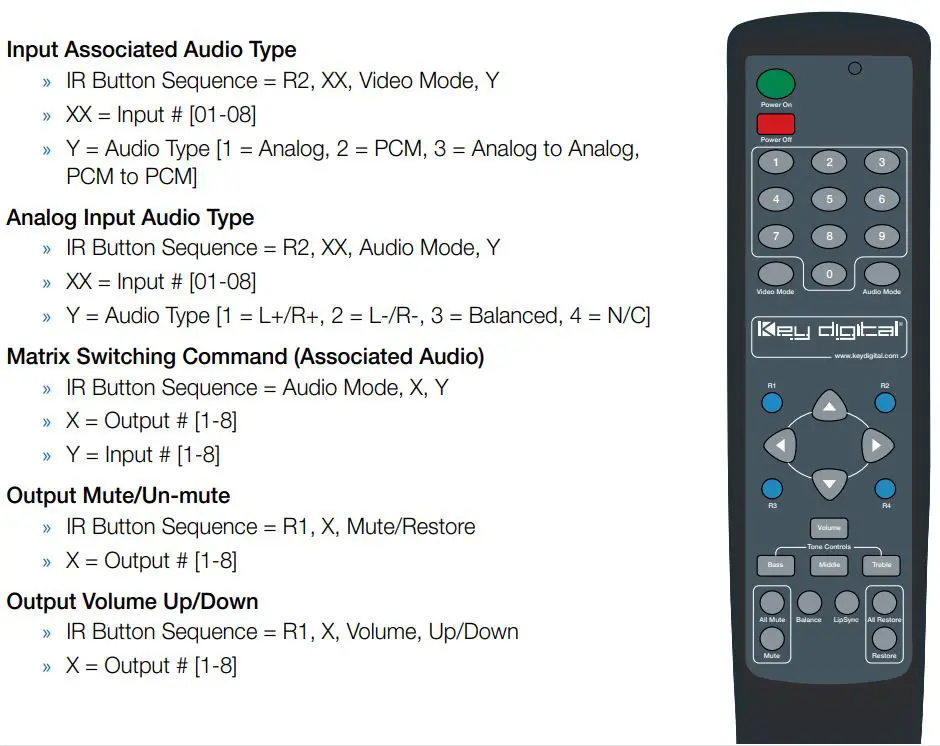 Key digital KD-MAX8x8 Audio Matrix Switcher with built-in Audio DSP Instruction Manual - Settings and Adjustments via Remote