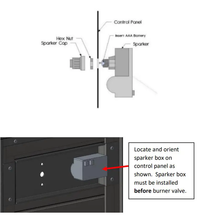 OUTDOOR GREATROOM MG-1242-BLSM-K Montego Fire Pit Table Instruction Manual - CF-SPARKER Installation