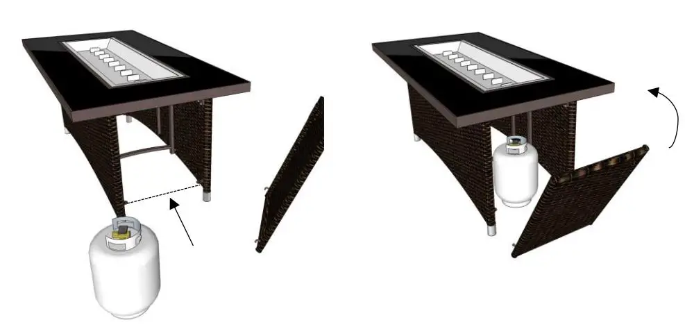 OUTDOOR GREATROOM MG-1242-BLSM-K Montego Fire Pit Table Instruction Manual - Position Your Tank