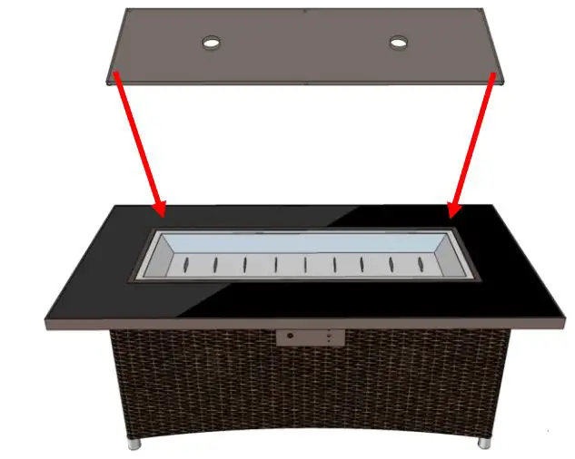 OUTDOOR GREATROOM MG-1242-BLSM-K Montego Fire Pit Table Instruction Manual - Set the cover into place on top of the burner with silicone pads facing down