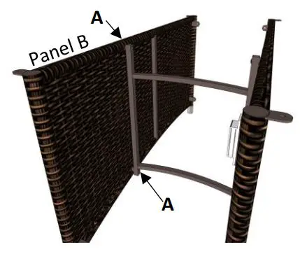 OUTDOOR GREATROOM MG-1242-BLSM-K Montego Fire Pit Table Instruction Manual - Stand up Panel A and use 2 more Bolt A to attach Center Support to Panel B