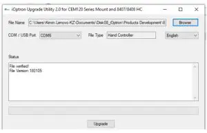iOptron CEM40 GEM45 Firmware Upgrade-USB Port