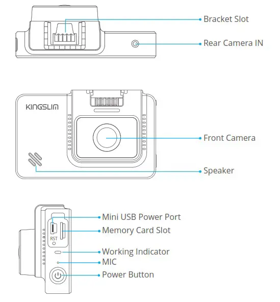 KINGSLIM D4 4K Dual Dash Cam with Bilt in WiFi GPS - CAMERA OVERVIEW