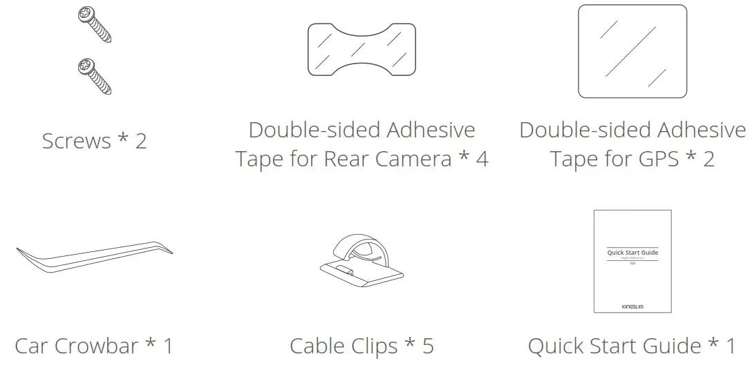 KINGSLIM D4 4K Dual Dash Cam with Bilt in WiFi GPS - WHAT'S IN THE BOX 2