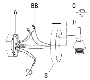 HAMPTON BAY GS-W070803BK 1-Light Sconce- electrical connections