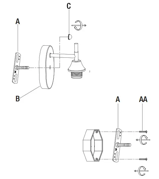HAMPTON BAY GS-W070803BK 1-Light Sconce- mounting bar