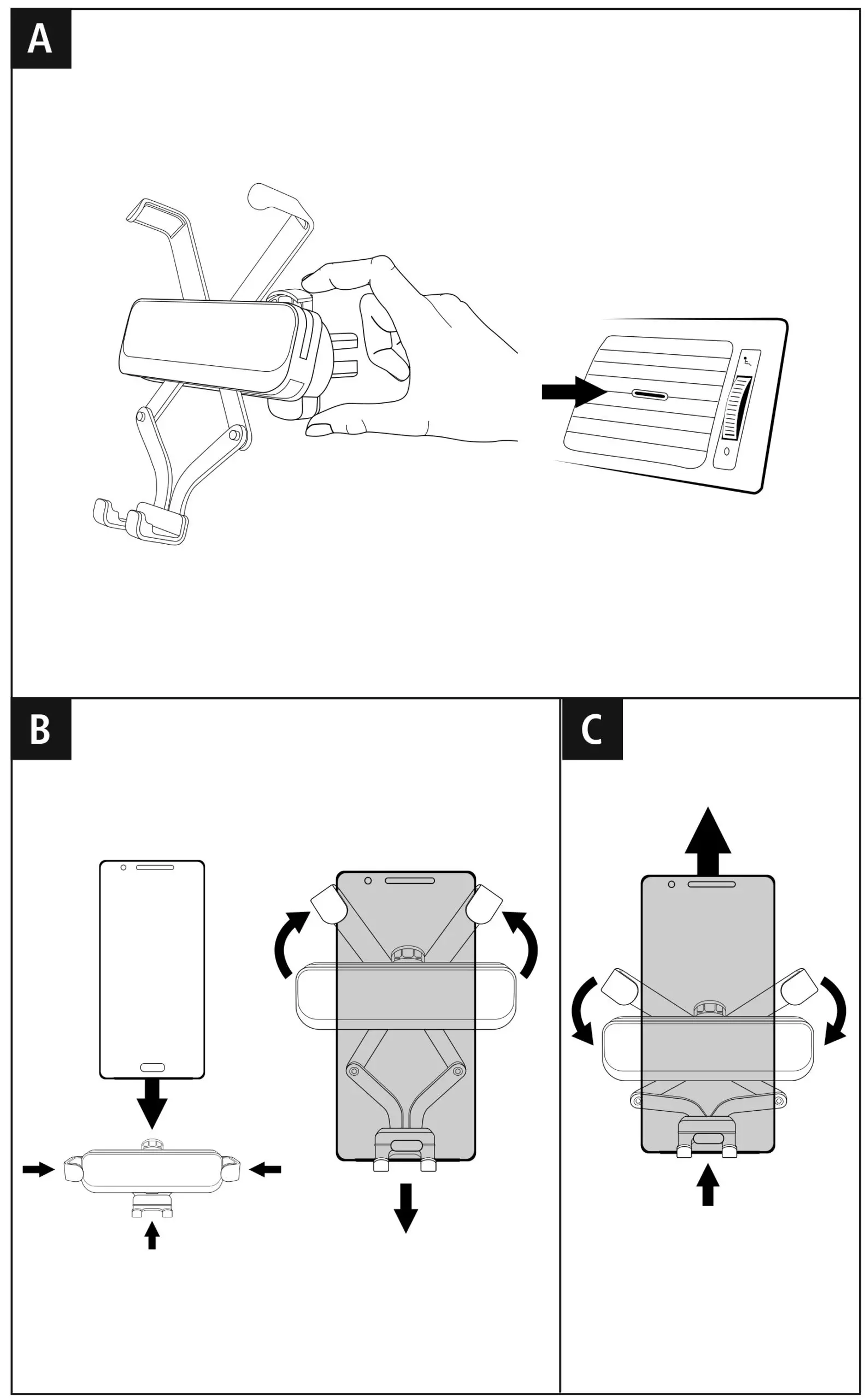 hama 201511 Universal Smartphone Holder - figure A,B,C