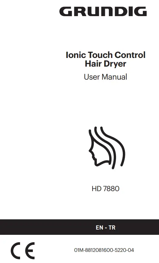 GRUNDIG HD 7880 Ionic Touch Control Hair Dryer User Manual