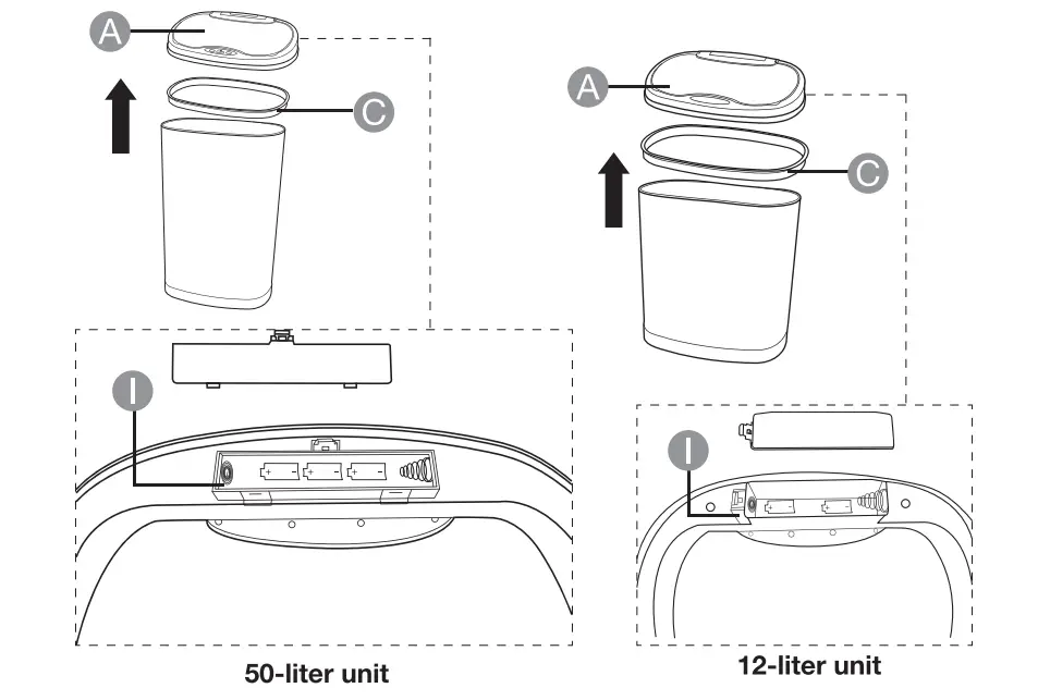 amazon-basics-Rectangular-50L-12L-Automatic-Stainless-Steel-Tracsh-Can-Set-fig2