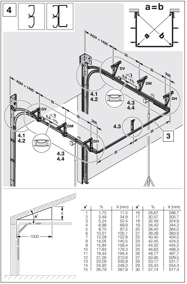 HOERMANN Series 60 Sectional Garage Doors, depth 42 / 67 mm Installation Instruction illustration