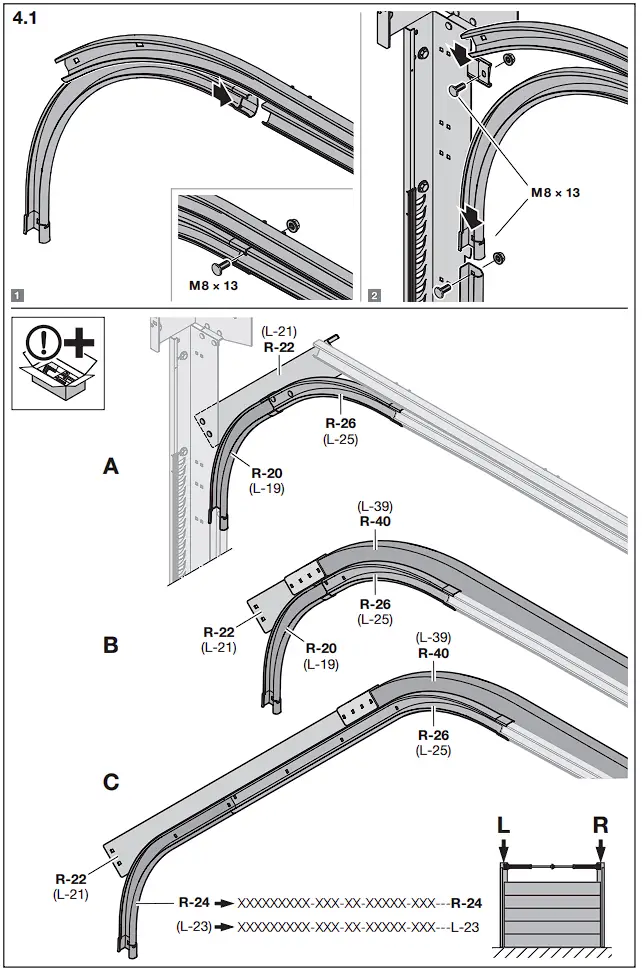 HOERMANN Series 60 Sectional Garage Doors, depth 42 / 67 mm Installation Instruction illustration