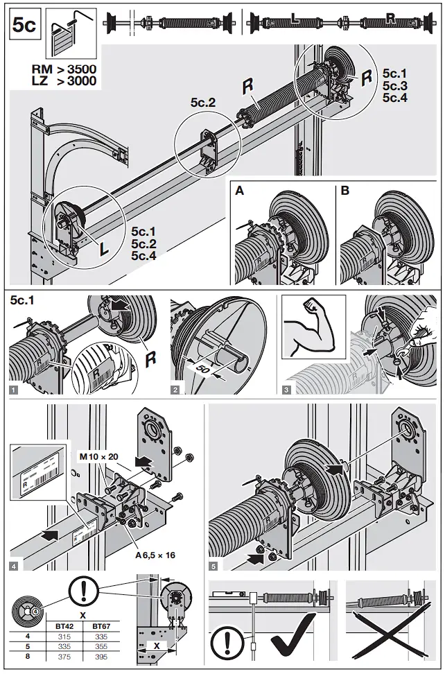 HOERMANN Series 60 Sectional Garage Doors, depth 42 / 67 mm Installation Instruction illustration