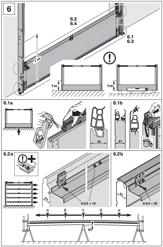 HOERMANN Series 60 Sectional Garage Doors, depth 42 / 67 mm Installation Instruction illustration