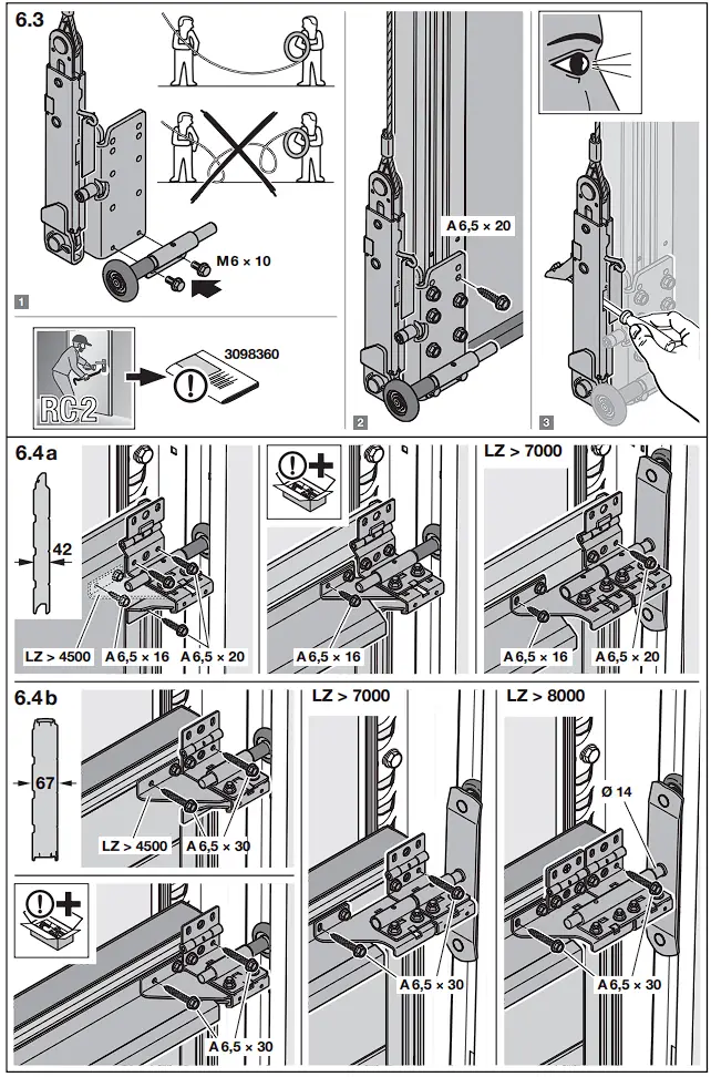 HOERMANN Series 60 Sectional Garage Doors, depth 42 / 67 mm Installation Instruction illustration