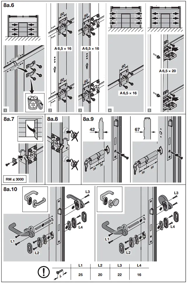 HOERMANN Series 60 Sectional Garage Doors, depth 42 / 67 mm Installation Instruction illustration