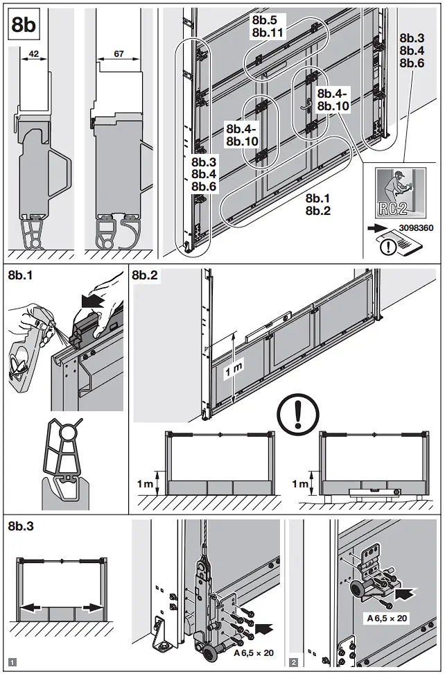 HOERMANN Series 60 Sectional Garage Doors, depth 42 / 67 mm Installation Instruction illustration