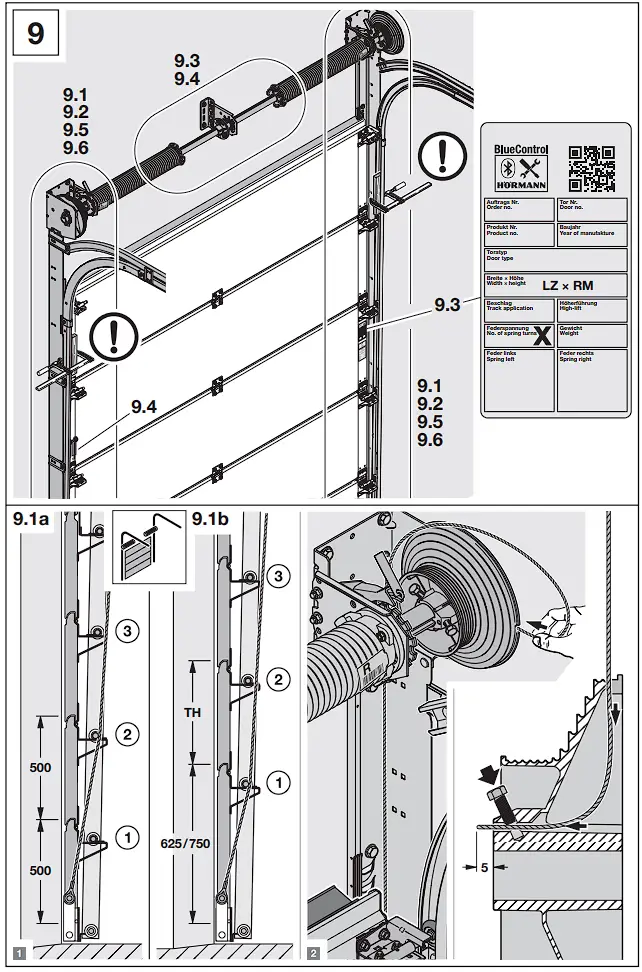 HOERMANN Series 60 Sectional Garage Doors, depth 42 / 67 mm Installation Instruction illustration