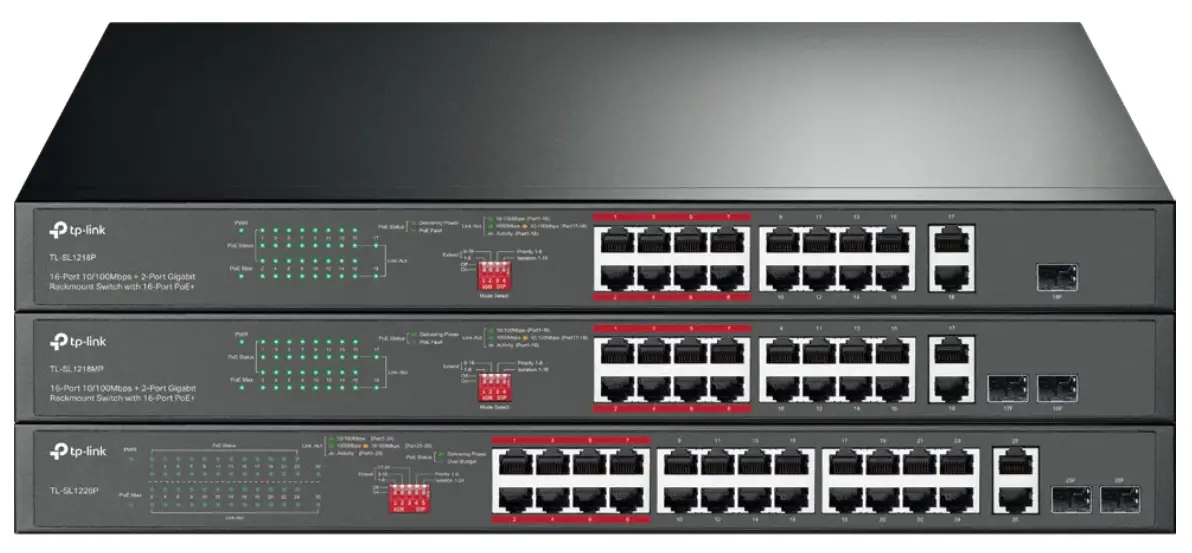 tp link TL SL1226P 24 Port 10 100Mbps Plus 2 Port Gigabit Unmanaged PoE Plus Switch