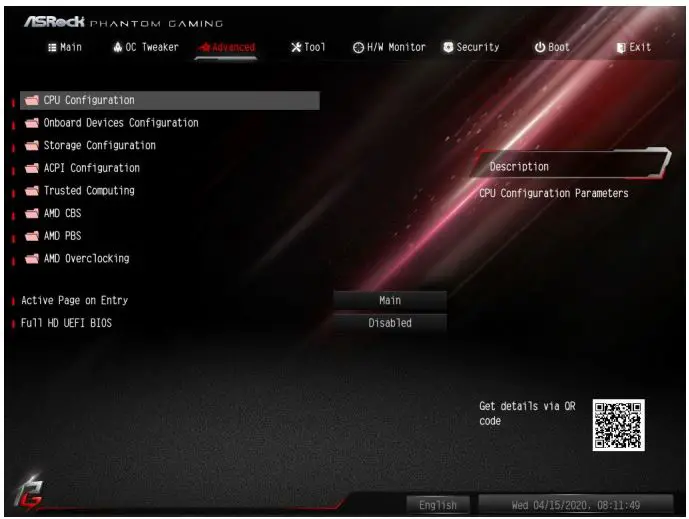 ASRocK Phantom Gaming User Manual - Advanced Screen