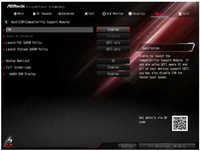 ASRocK Phantom Gaming User Manual - CSM (Compatibility Support Module)