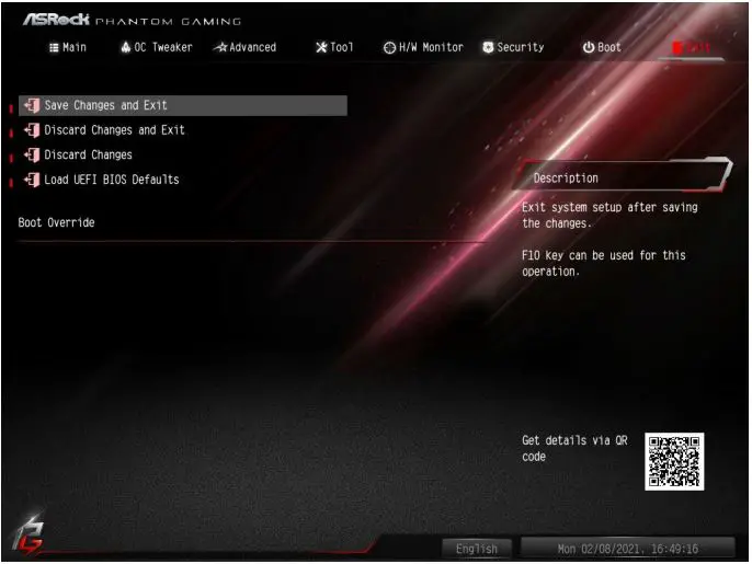 ASRocK Phantom Gaming User Manual - Exit Screen