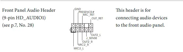 ASRocK Phantom Gaming User Manual - Front Panel Audio Header