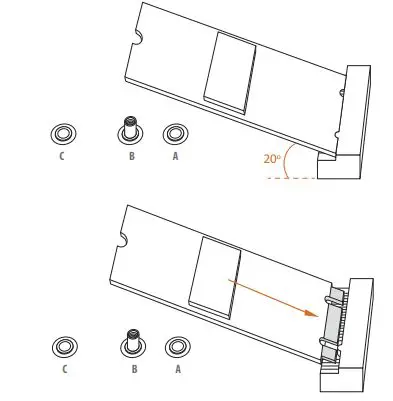 ASRocK Phantom Gaming User Manual - Gently insert the M.2 (NGFF) SSD module into the M.2 slot